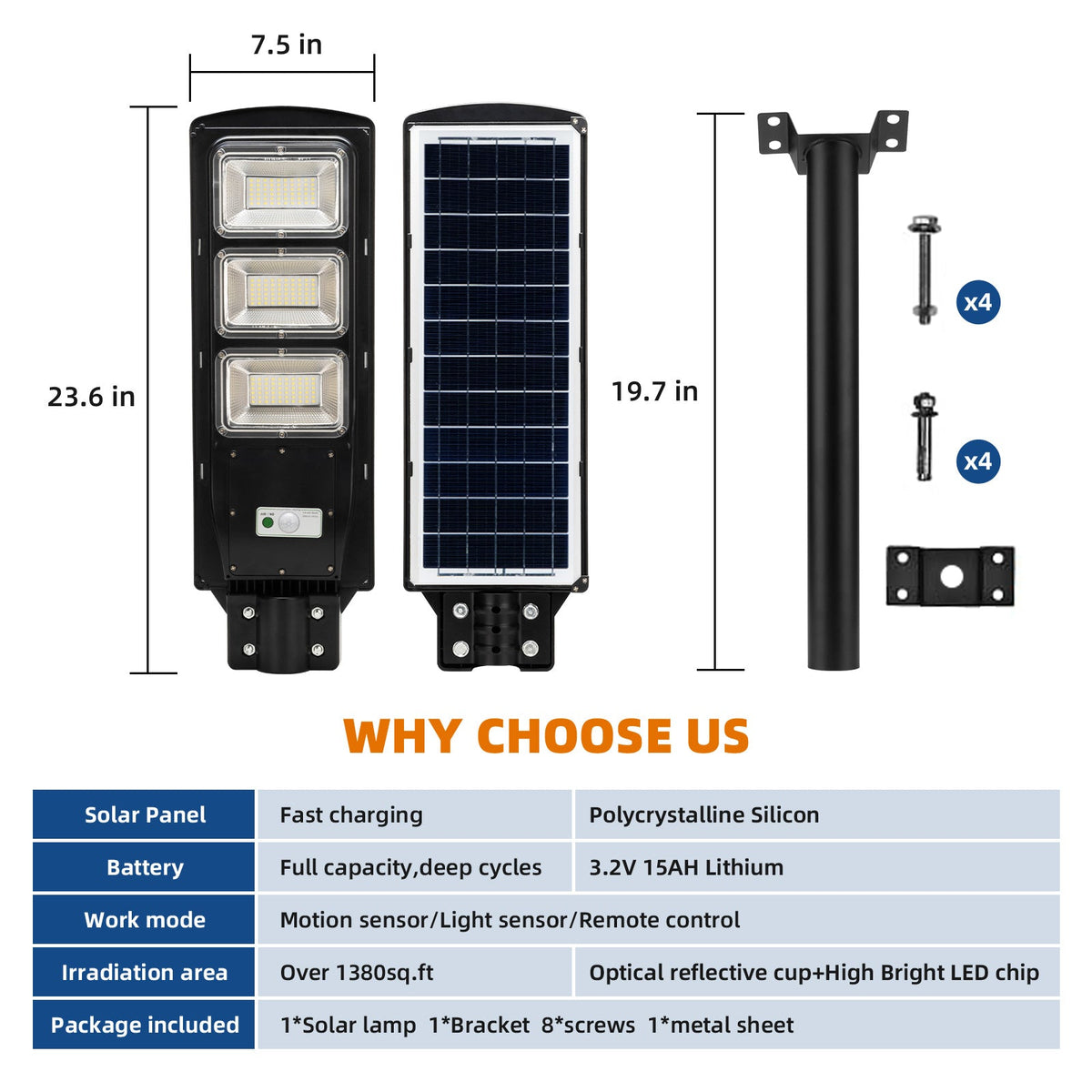 Langy Solar Lights 90W 120W Solar street LED lights -warm white/ white