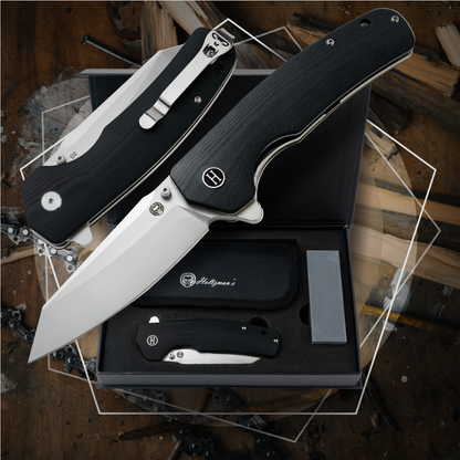 Holtzman's Gorilla Survival The Clip Point, Pioneer, Wild Trail Folding Pocket Knife Giftset Combo (Silver and Black)