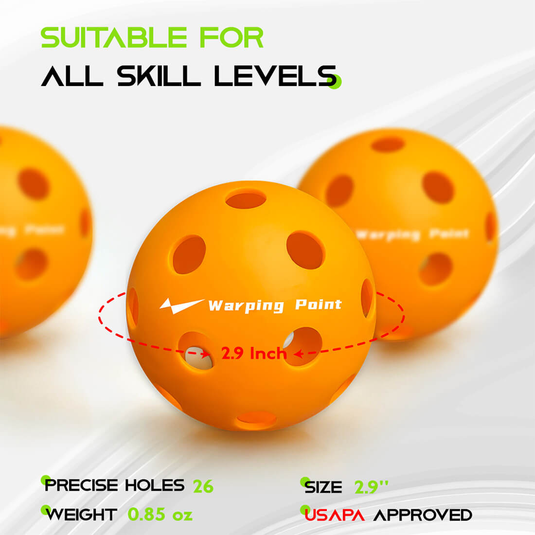 Warping Point Indoor Practice Pickleballs - Orange