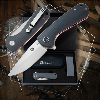 Holtzman's Survival The Peasant Folding Pocket Knife Giftset for Men and Women (Red and Grey)