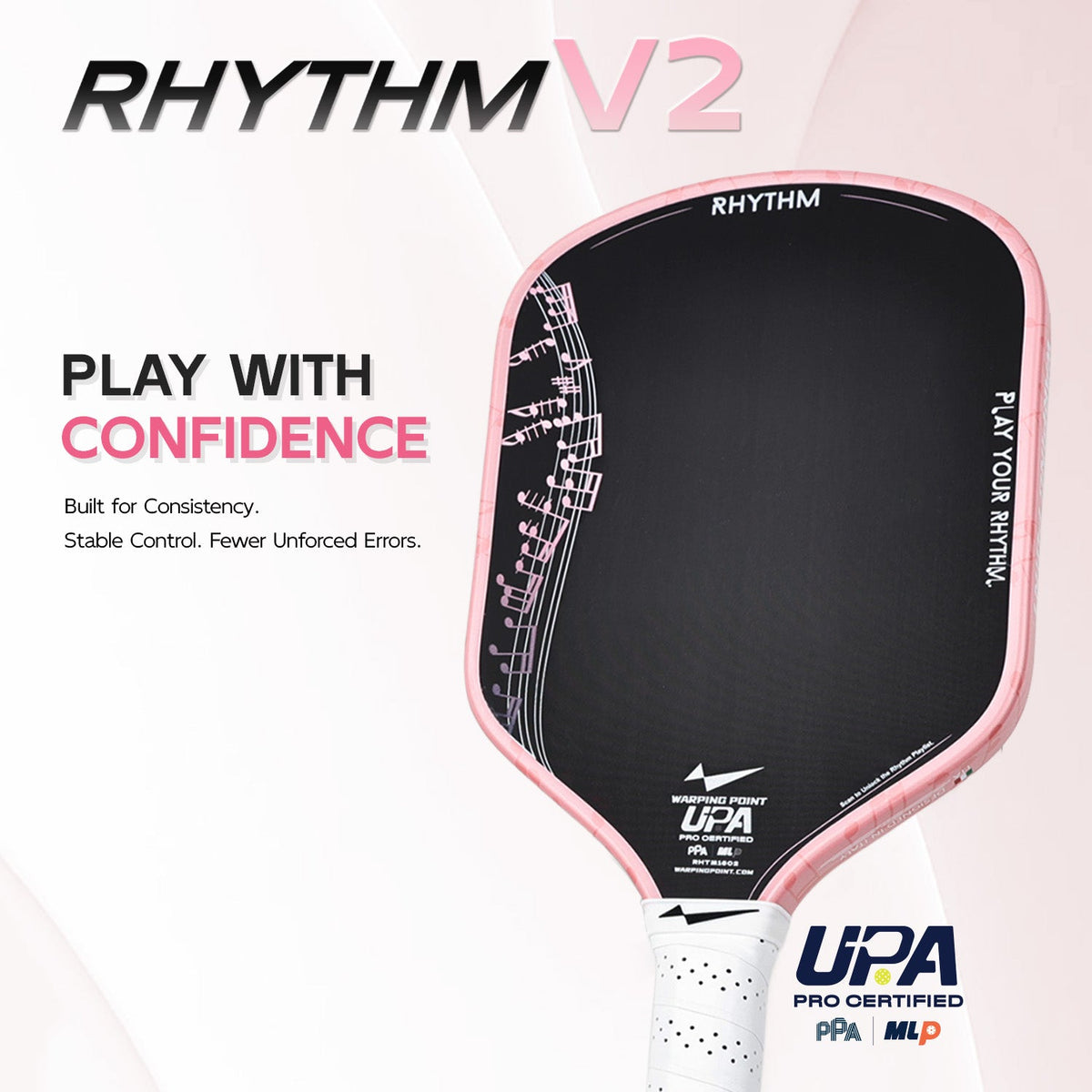 Warping Point Rhythm Hybrid Pickleball Paddle – Pink