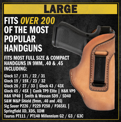 Relentless Tactical The Defender Leather IWB Holster - S&W Shield/Glock/XD Handguns - Lifetime Warranty - Made in USA