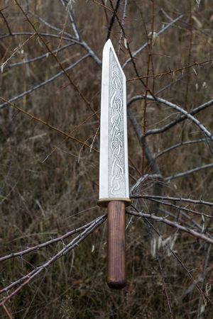 KBS Knives Custom Handmade Viking Seax Knife with Leather Sheath