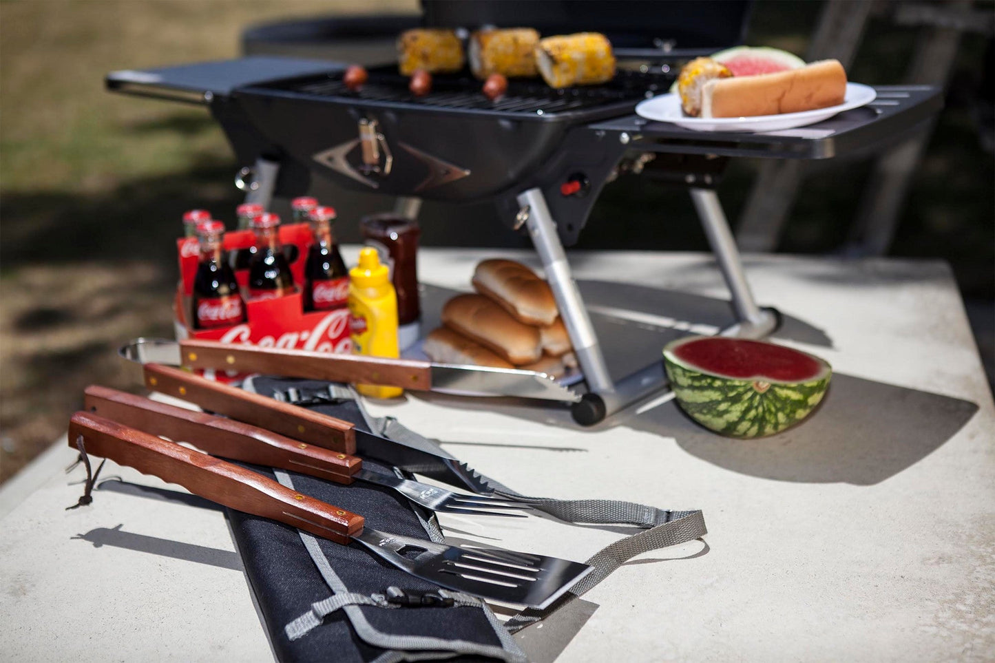 Picnic Time 3-Piece BBQ Tote & Grill Set