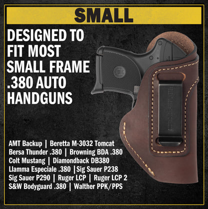 Relentless Tactical The Defender Leather IWB Holster - Fits Ruger LCP, LCP2, Sig P238, P290, S&W Bodyguard .380 and Most .380's - Lifetime Warranty - Made in USA