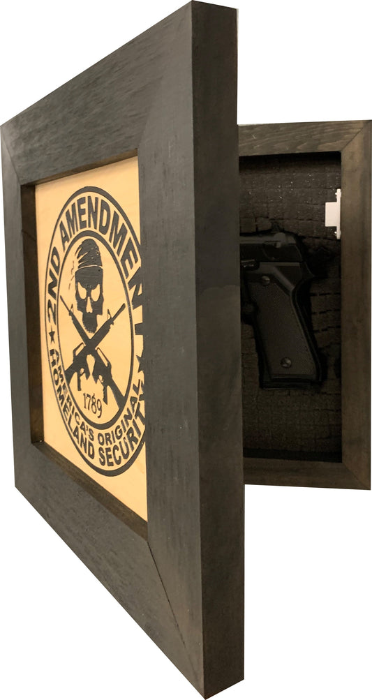 Bellewood Designs - Second Amendment Hidden Gun Safe, 2nd Amendment Skull Concealment Shelf