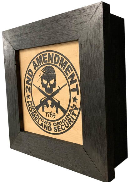Bellewood Designs - Second Amendment Hidden Gun Safe, 2nd Amendment Skull Concealment Shelf