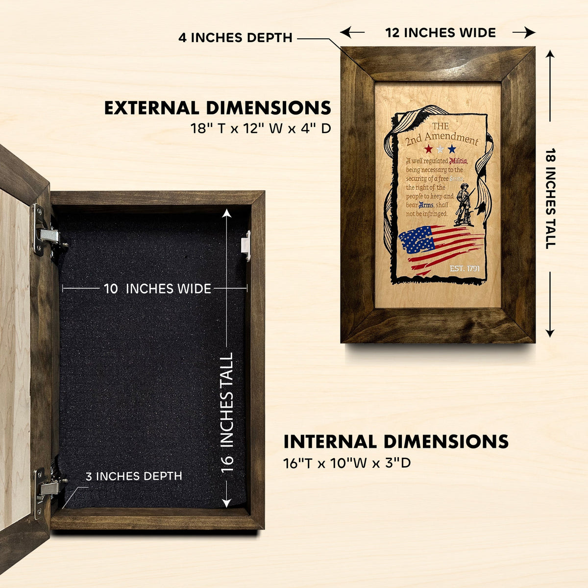Bellewood Designs - 2nd Amendment Wall Mounted Gun Safe