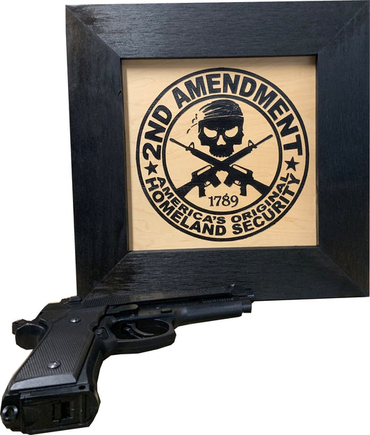 Bellewood Designs - Second Amendment Hidden Gun Safe, 2nd Amendment Skull Concealment Shelf