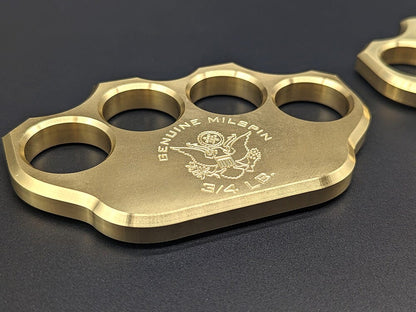 Milspin 3/4lb Brass Knuckle F*ck Around Find Out Solid Brass Paperweight