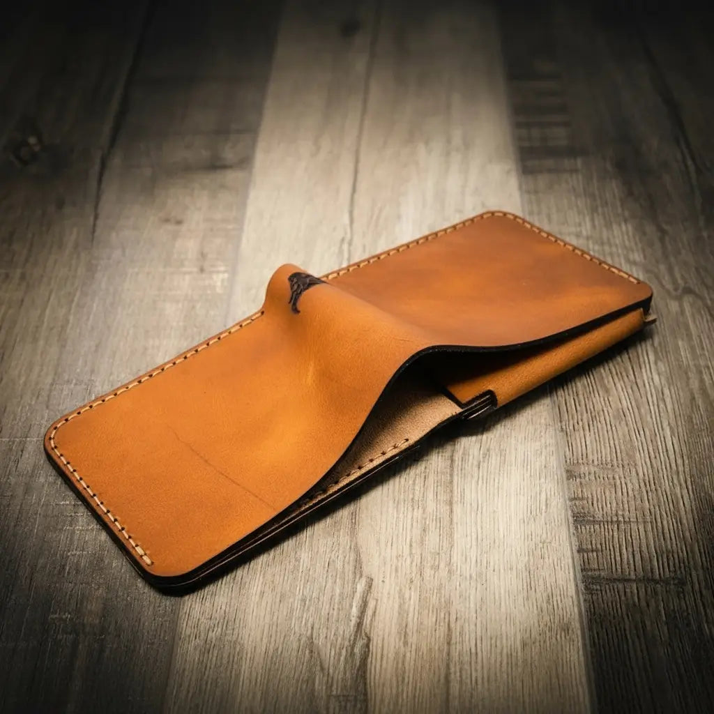 Bull Sheath Leather Badge Bifold Wallet