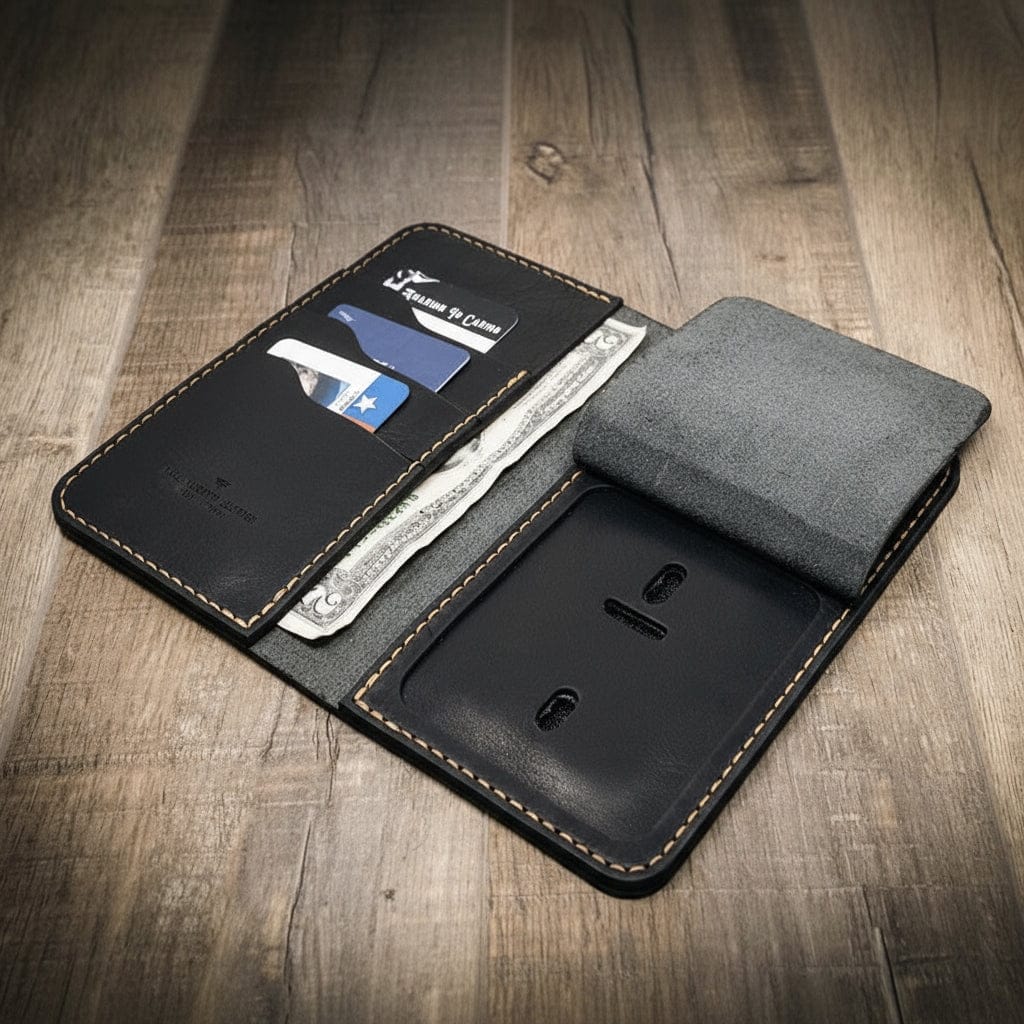 Bull Sheath Leather Badge Long Wallet