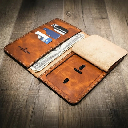 Bull Sheath Leather Badge Long Wallet