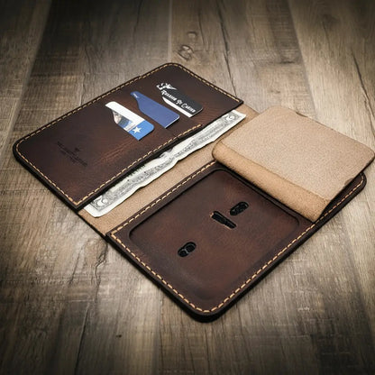 Bull Sheath Leather Badge Long Wallet
