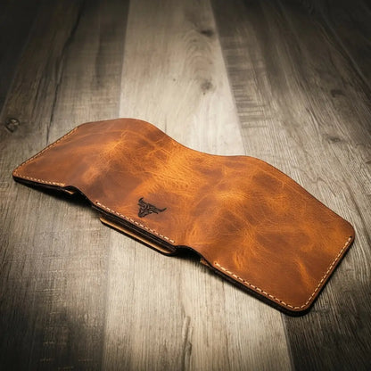 Bull Sheath Leather Badge Trifold Wallet