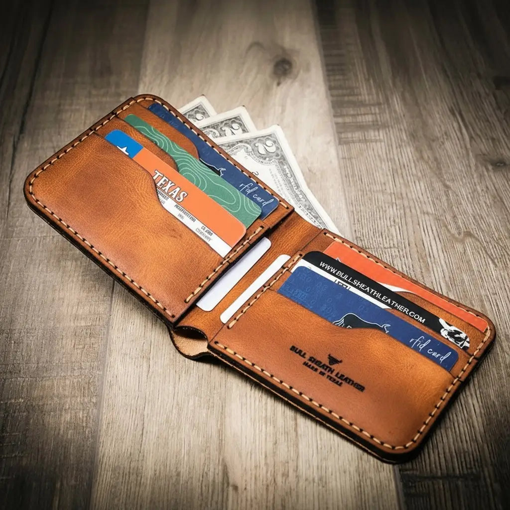 Bull Sheath Leather Big Bend Bifold Wallet