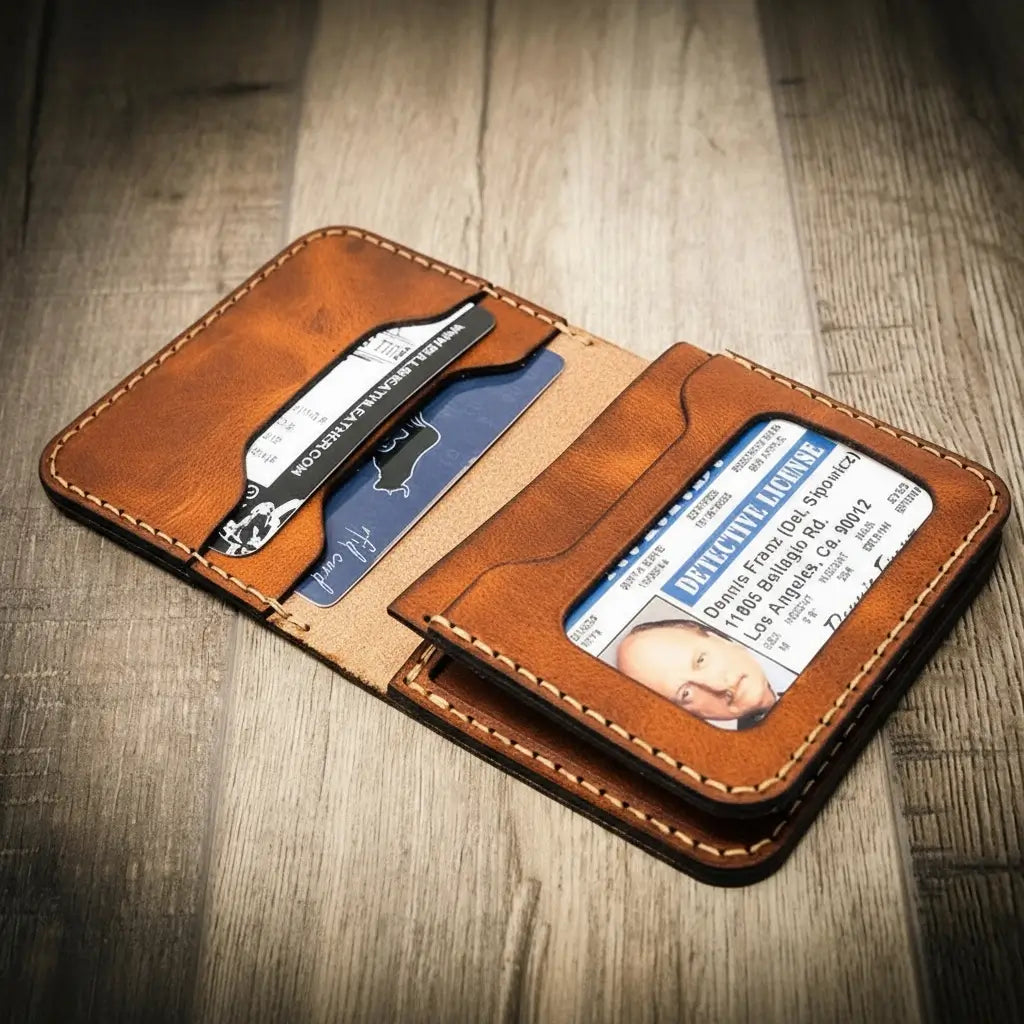 Bull Sheath Leather Minimalist Badge Wallet