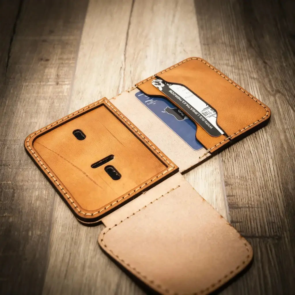 Bull Sheath Leather Minimalist Badge Wallet