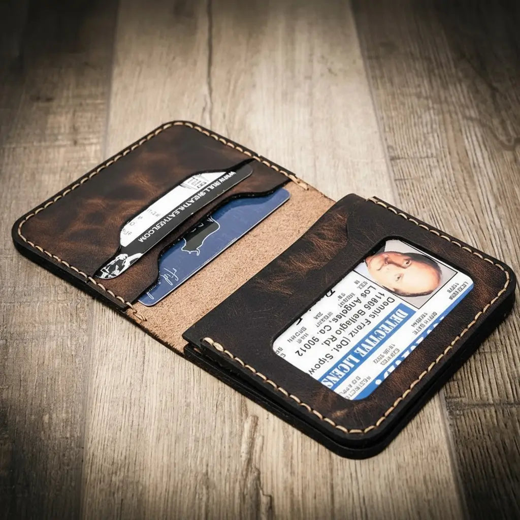 Bull Sheath Leather Minimalist Badge Wallet