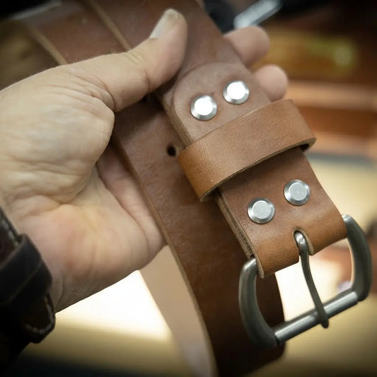 Bull Sheath Leather Men's Leather Belt - Oak Brown