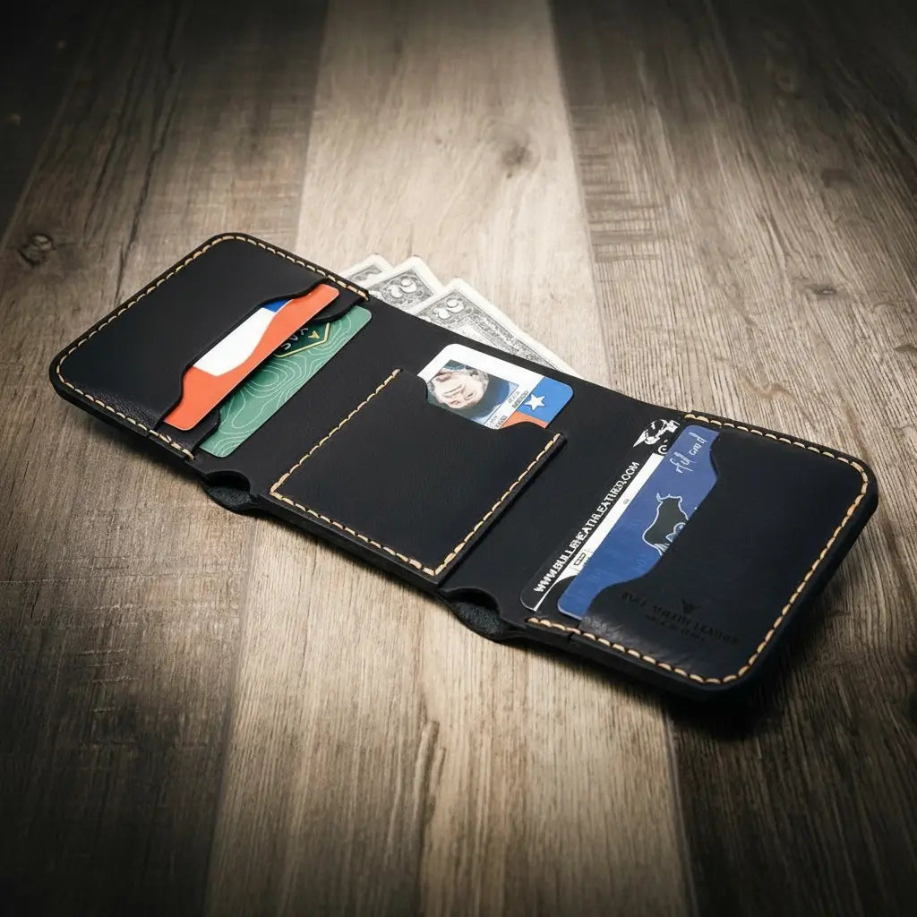 Bull Sheath Leather Western Trifold Wallet