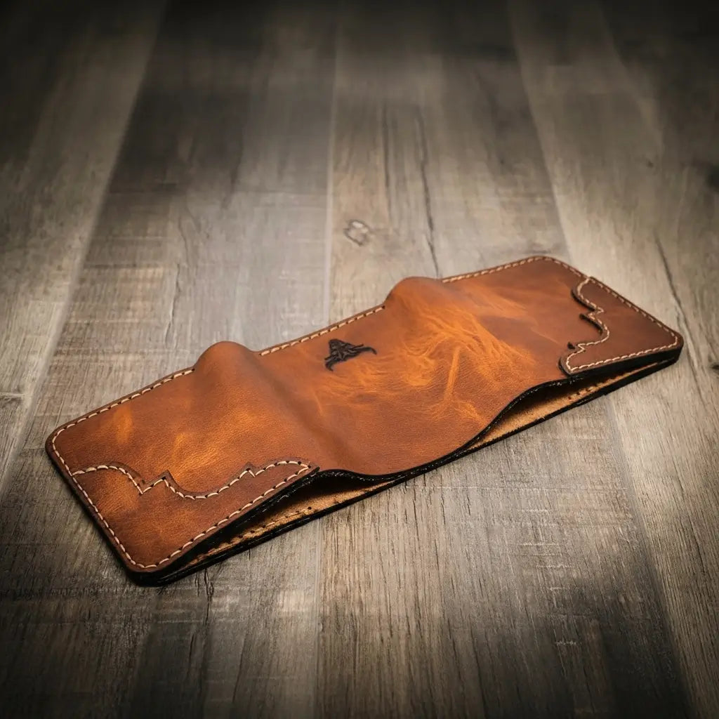 Bull Sheath Leather Western Trifold Wallet