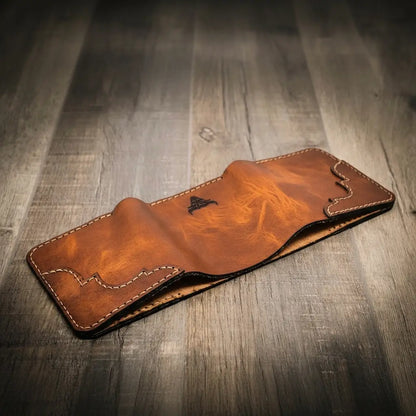Bull Sheath Leather Western Trifold Wallet