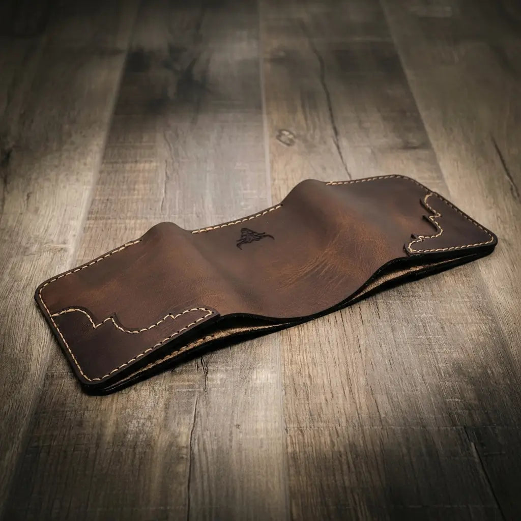 Bull Sheath Leather Western Trifold Wallet