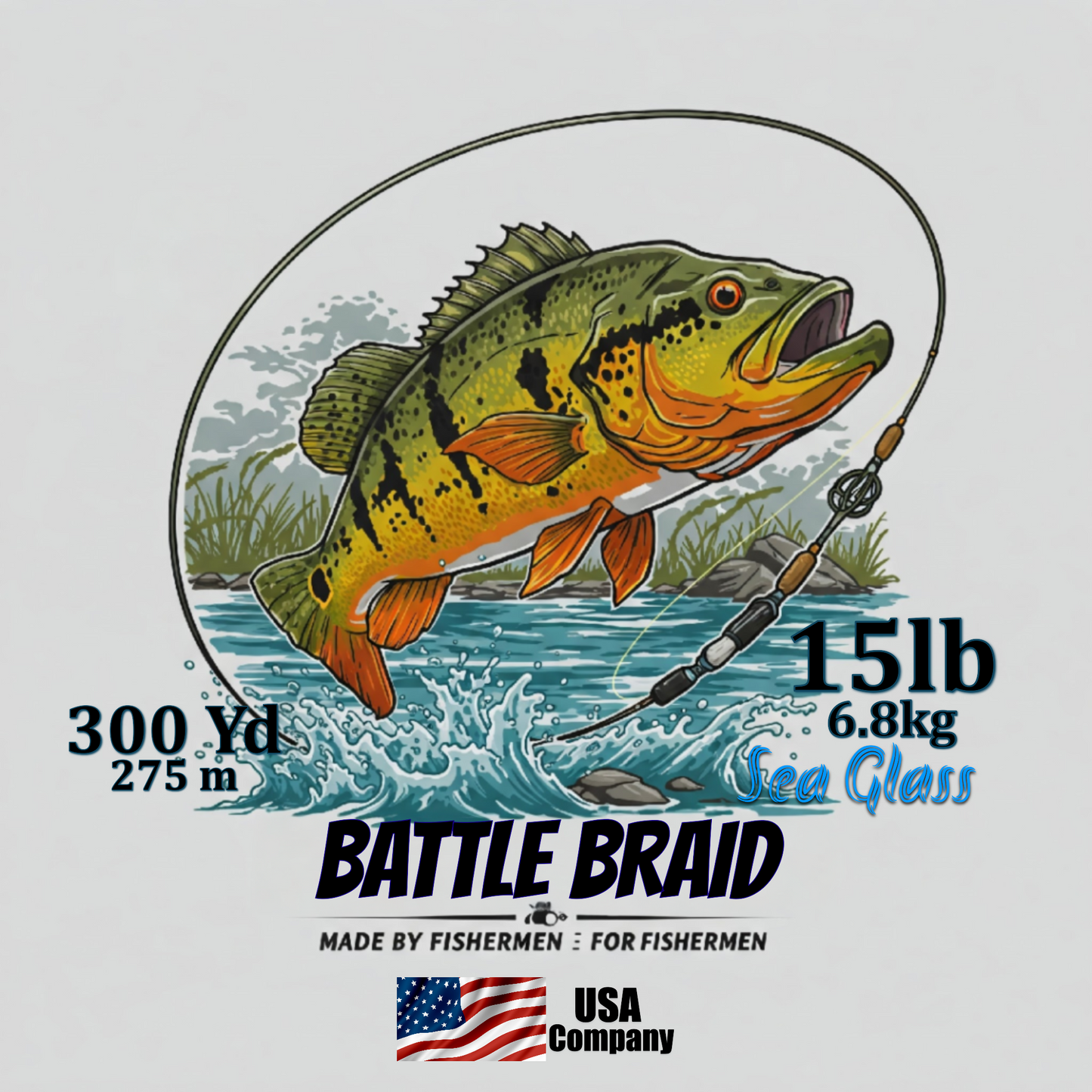 BATTLE BRAID SEA GLASS 300 YARD SPOOL 8x PE