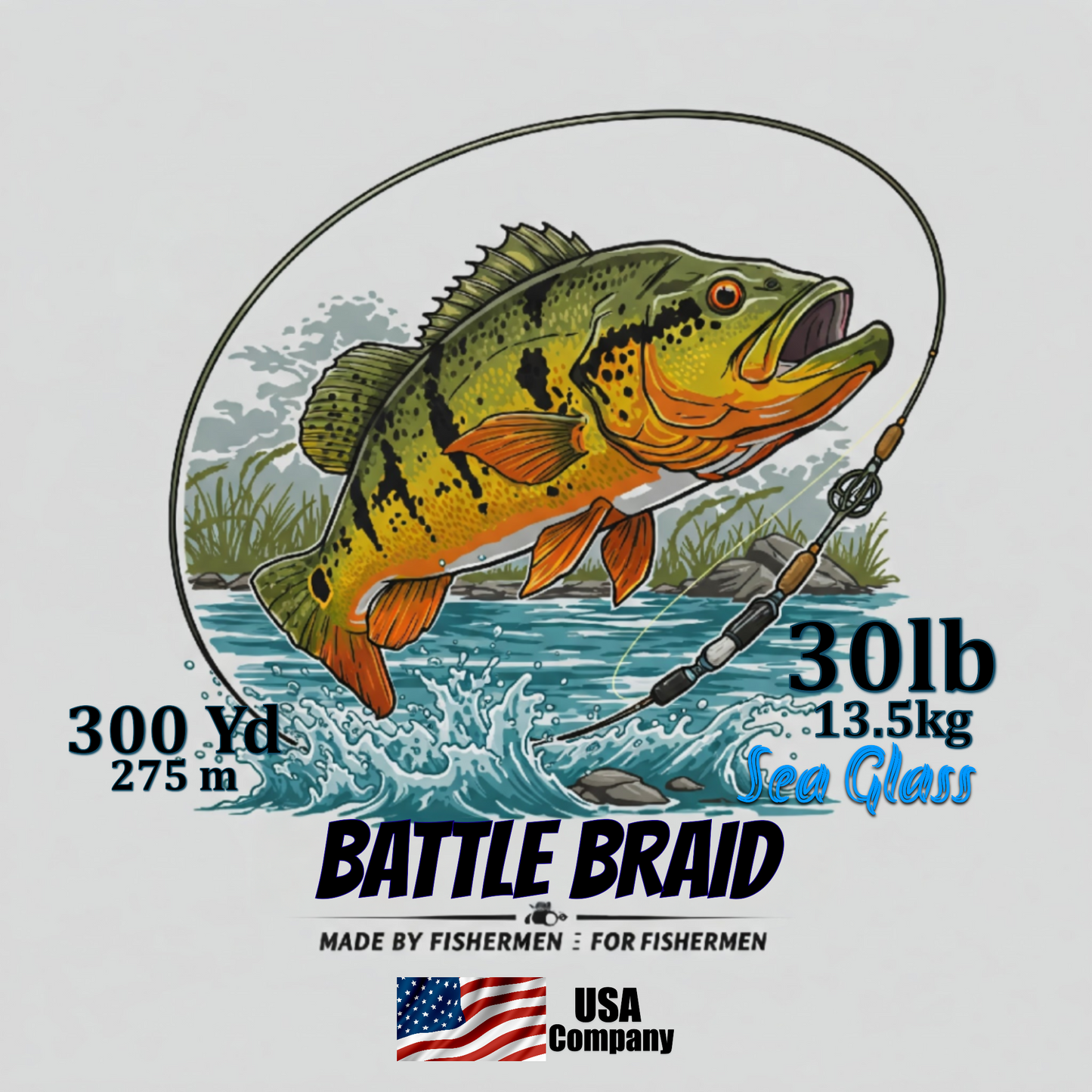 BATTLE BRAID SEA GLASS 300 YARD SPOOL 8x PE