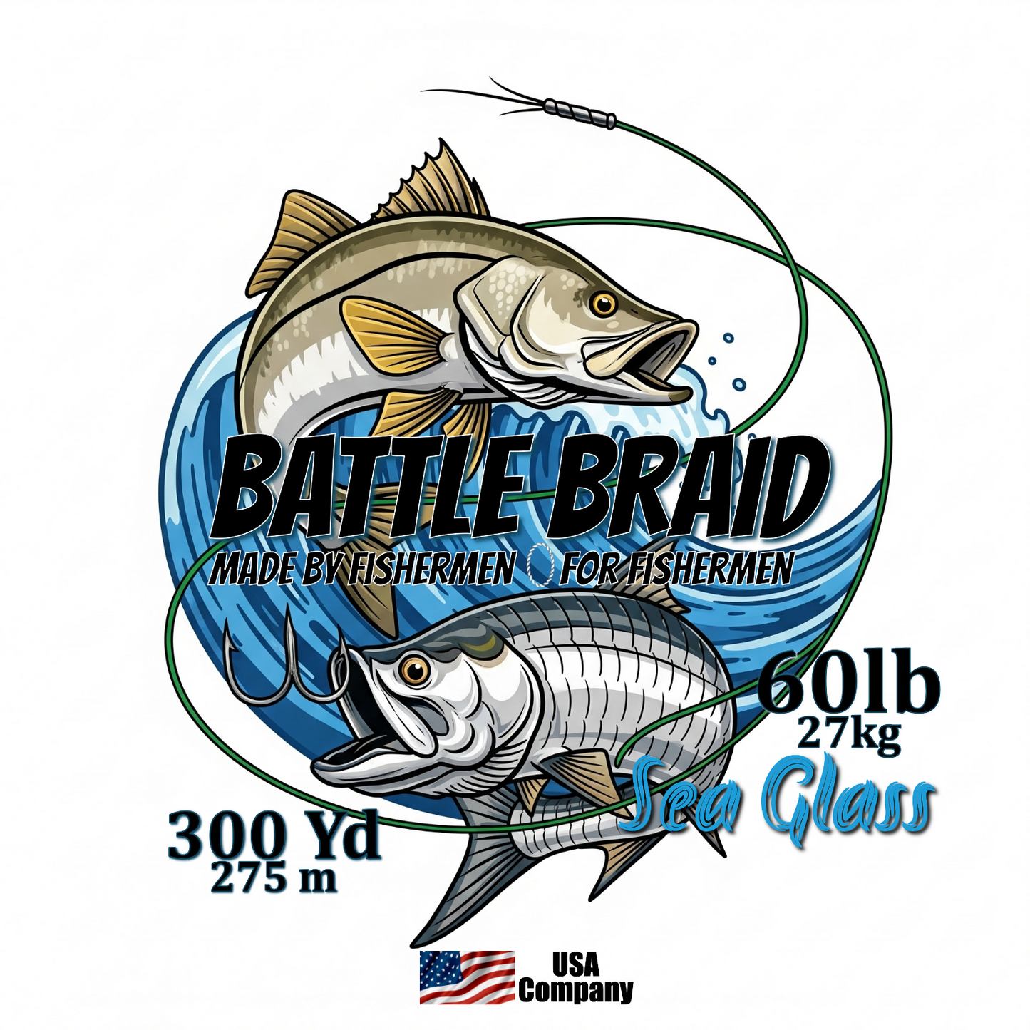 BATTLE BRAID SEA GLASS 300 YARD SPOOL 8x PE