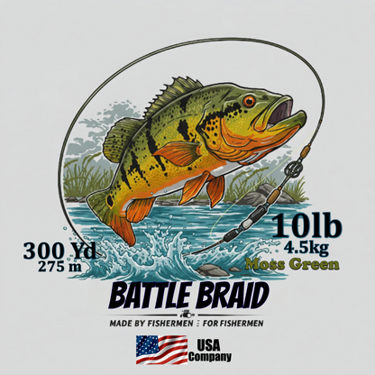 BATTLE BRAID MOSS GREEN 300 YARD 8X PE