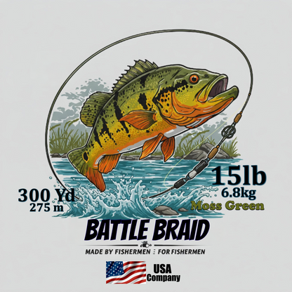 BATTLE BRAID MOSS GREEN 300 YARD 8X PE