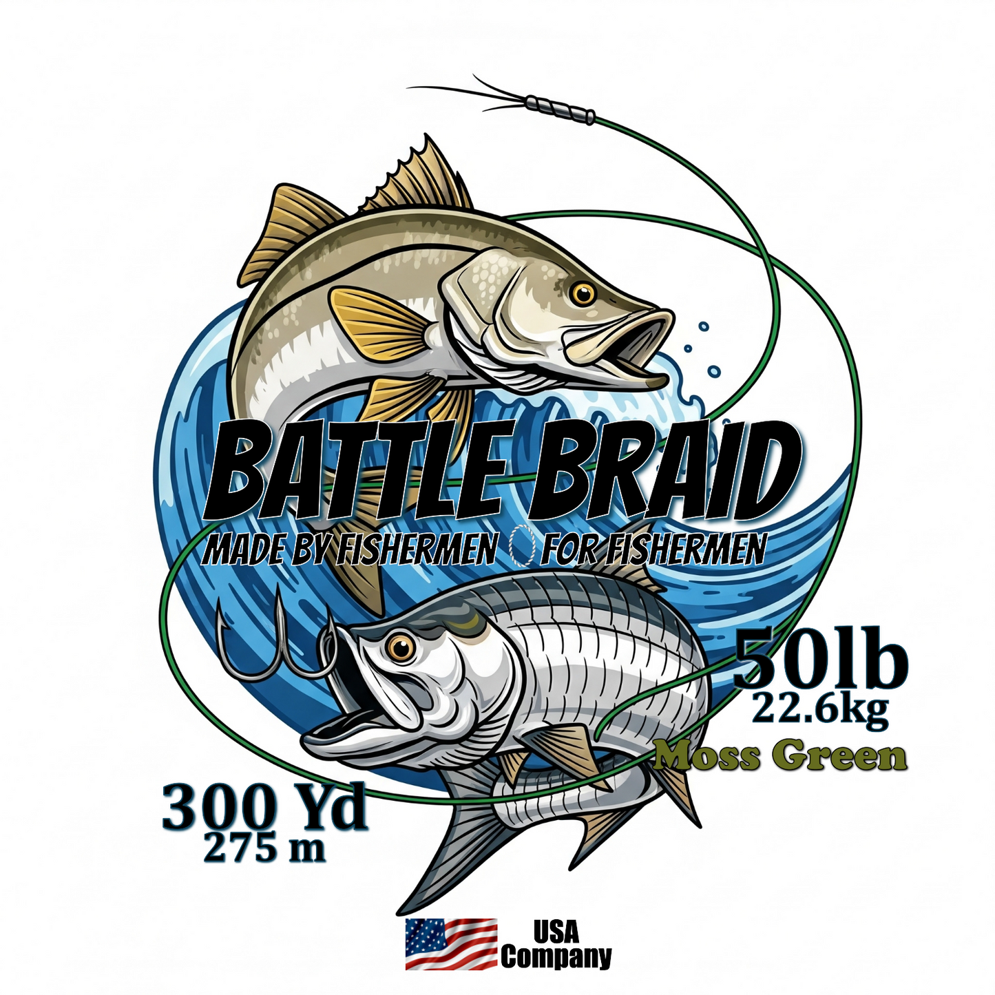 BATTLE BRAID MOSS GREEN 300 YARD 8X PE