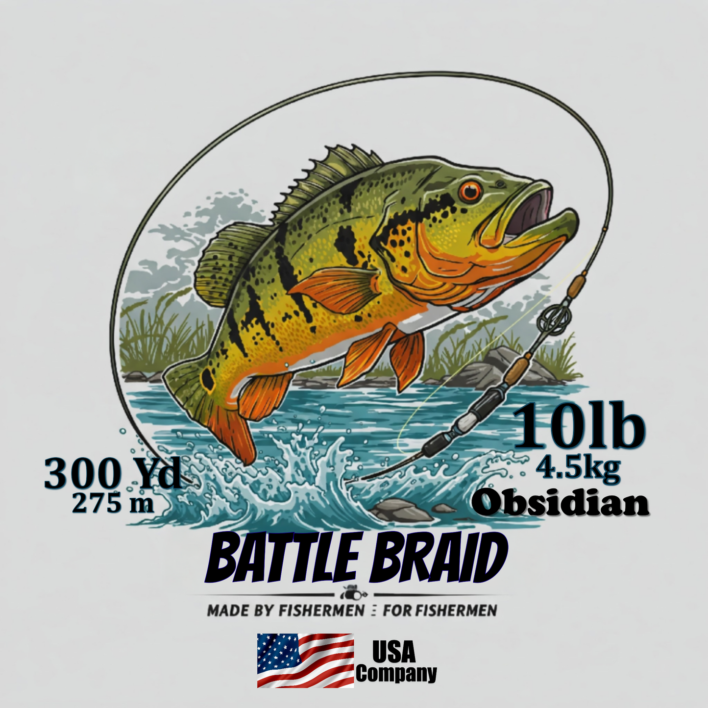 BATTLE BRAID OBSIDIAN 300YRD SPOOL 8x PE