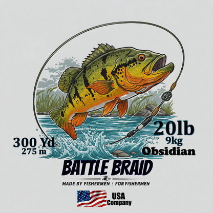 BATTLE BRAID OBSIDIAN 300YRD SPOOL 8x PE