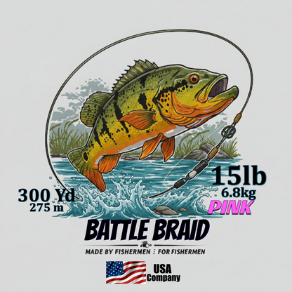 BATTLE BRAID PINK 300 YARD SPOOLS 8x PE