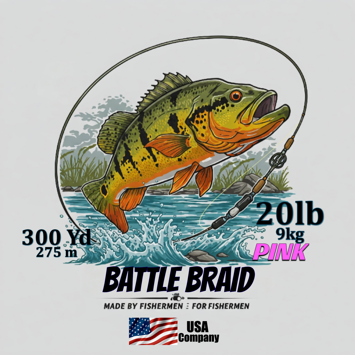 BATTLE BRAID PINK 300 YARD SPOOLS 8x PE