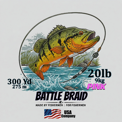BATTLE BRAID PINK 300 YARD SPOOLS 8x PE