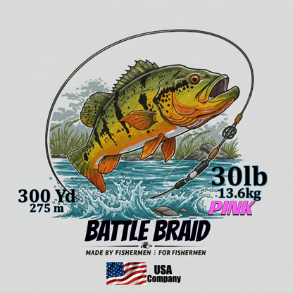 BATTLE BRAID PINK 300 YARD SPOOLS 8x PE
