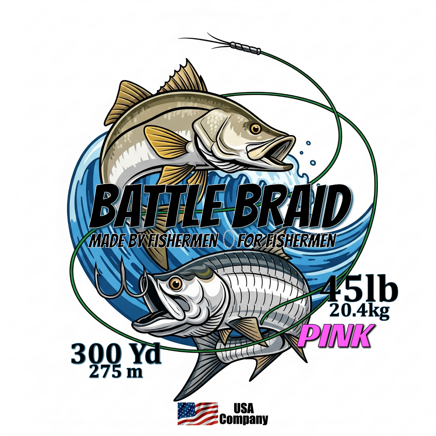 BATTLE BRAID PINK 300 YARD SPOOLS 8x PE