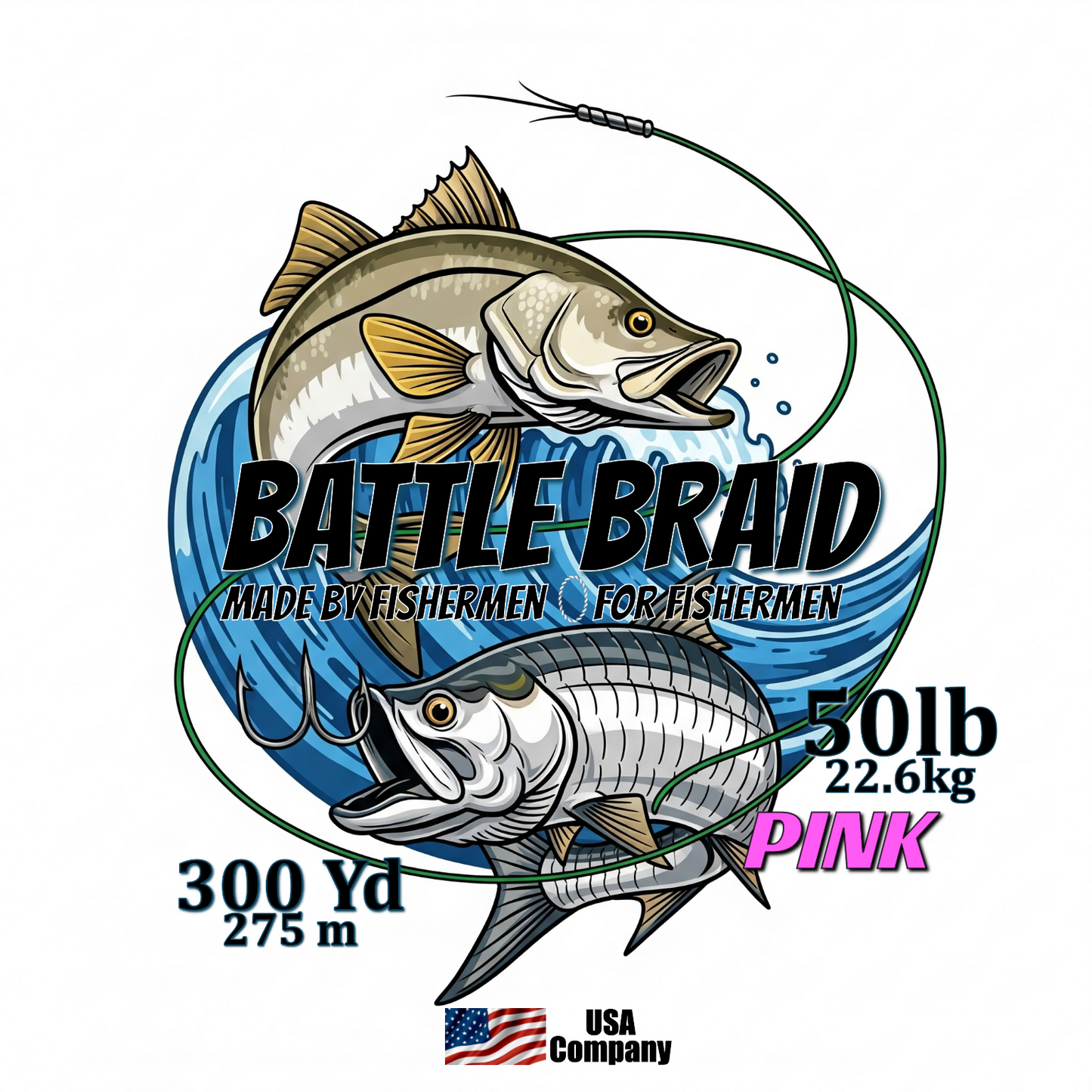 BATTLE BRAID PINK 300 YARD SPOOLS 8x PE