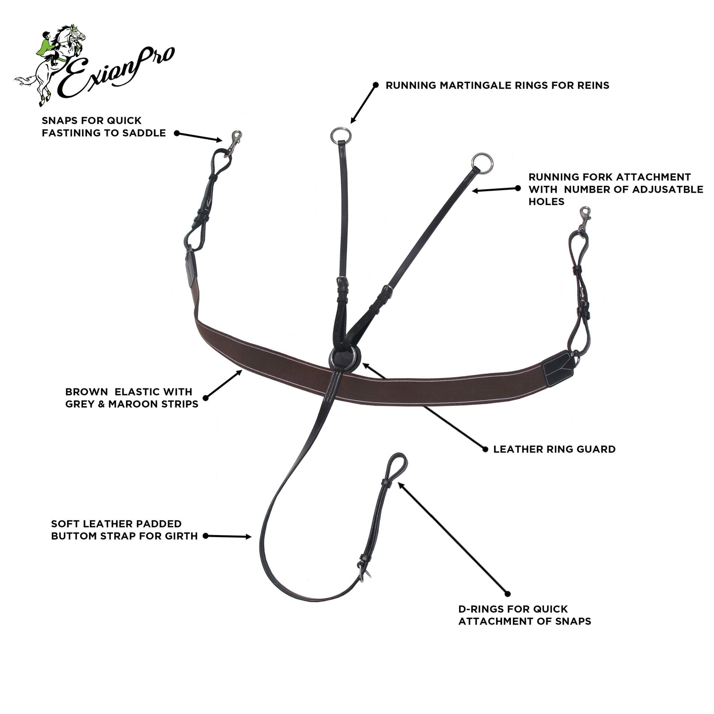 Bridles & Reins ExionPro Elastic Breastplate with Girth Strap