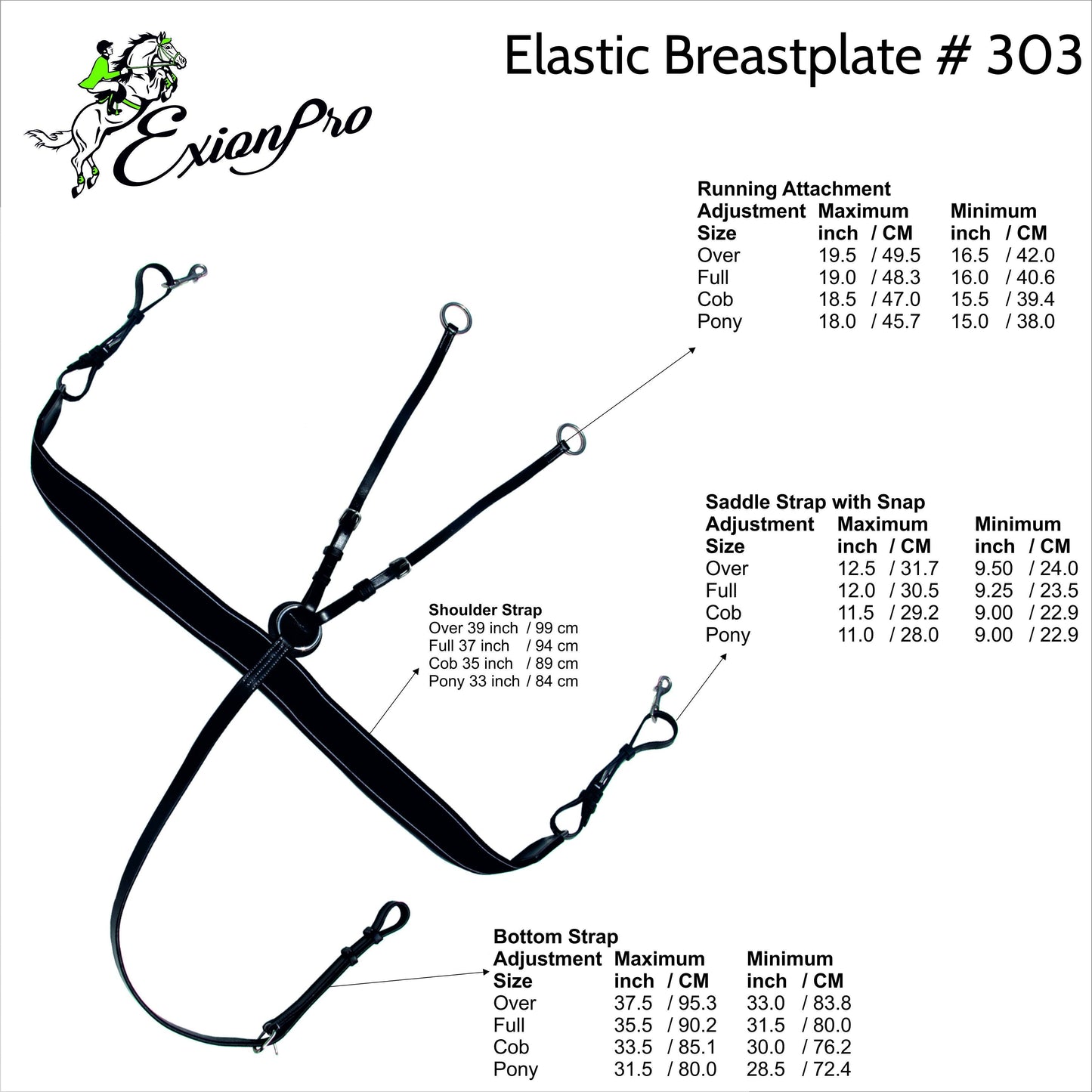 Bridles & Reins ExionPro Elastic Breastplate with Girth Strap
