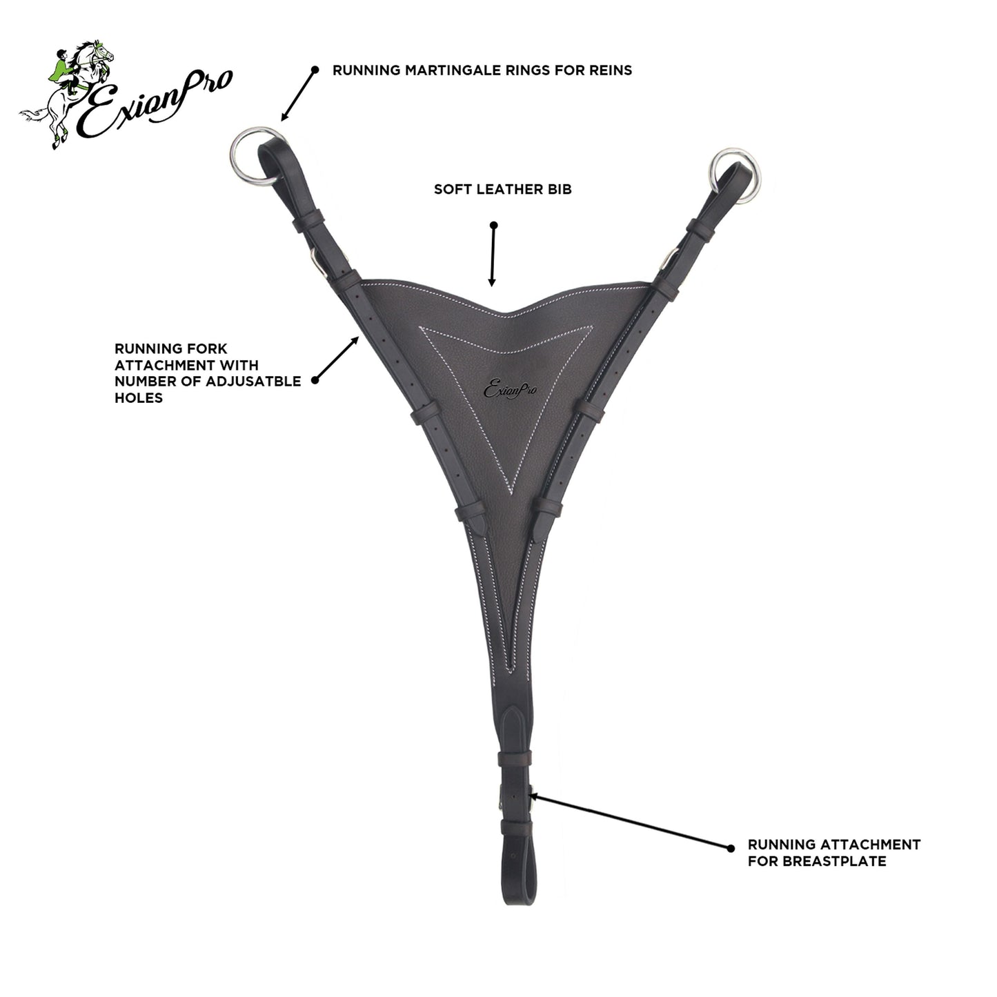 Bridles & Reins ExionPro Soft Leather Bib Running Martingale Attachment