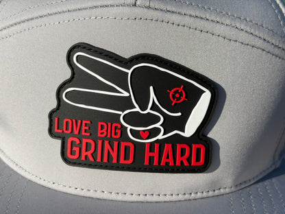 Hustlin Hippie PL Series Hydro Snapback- LIGHT GRAY- RUBBER LOGO w/LOVE BIG GRIND HARD