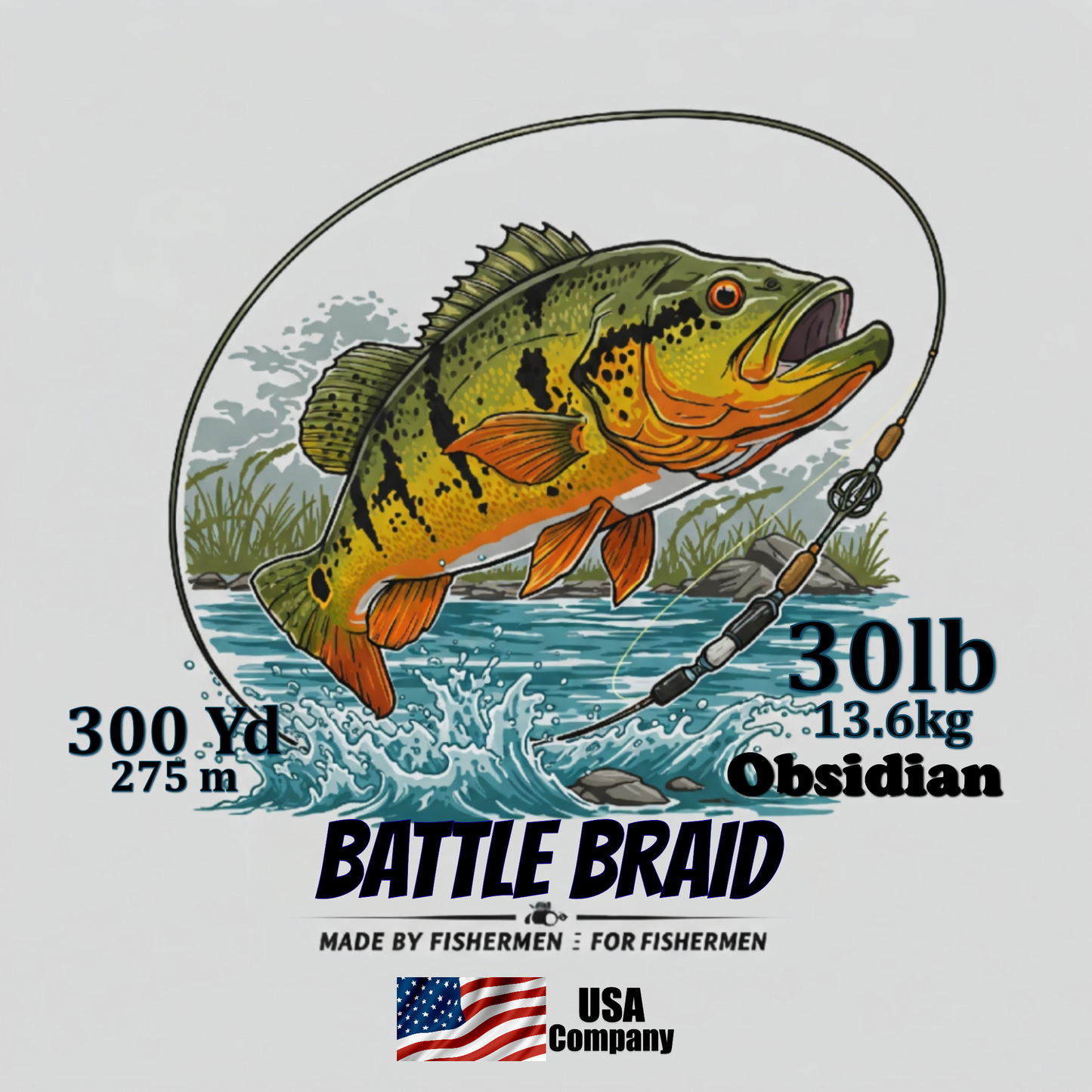 BATTLE BRAID OBSIDIAN 300YRD SPOOL 8x PE