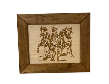 Bellewood Designs - Wild Horses Gun Safe - Recessed In Wall or Wall Mounted Decorative Secure Gun Cabinet