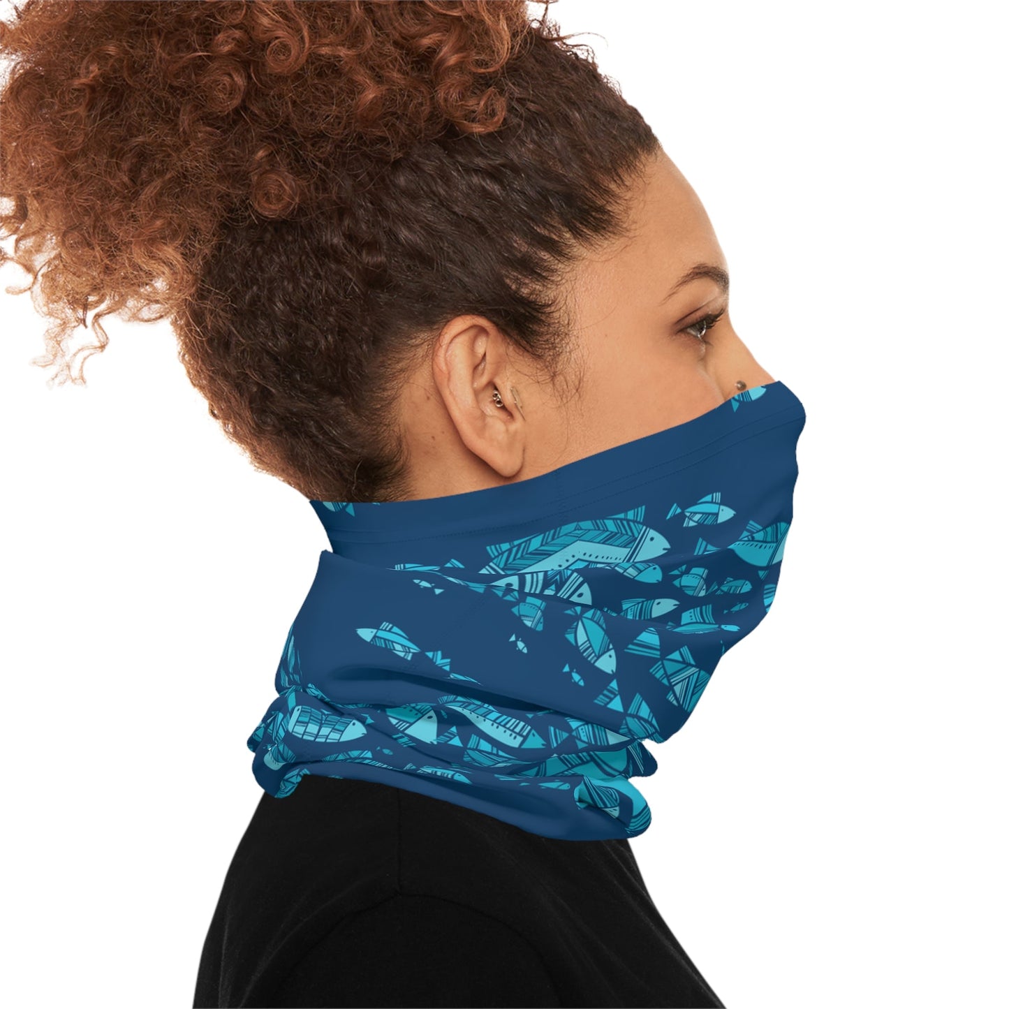 Texas Rigged Tees Deep Blue Schooling Fish — Unisex Neck Gaiter (SPF 50+)
