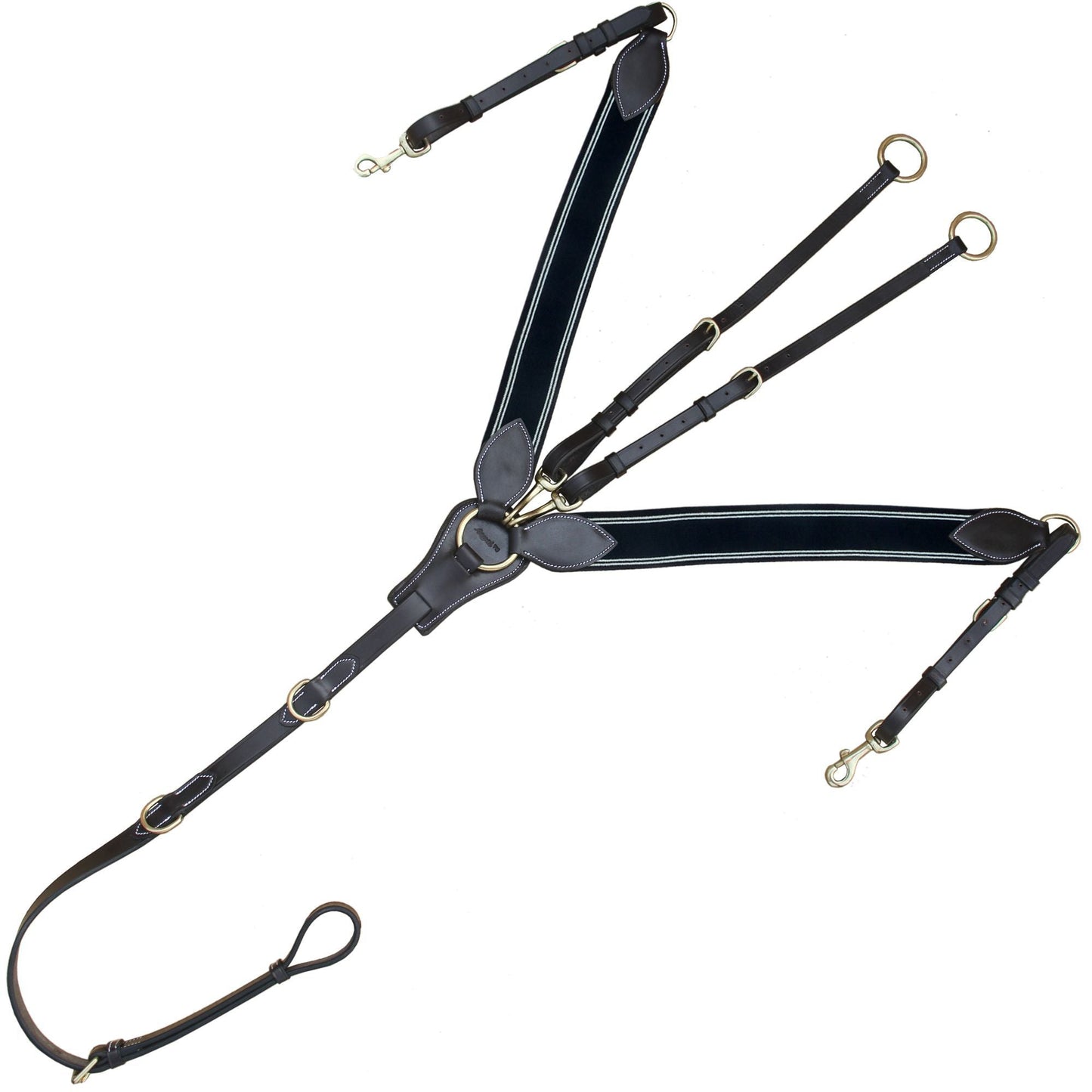 Bridles & Reins ExionPro Wide Elastic 3 Point Breastplate - Navy Blue Elastic with White Lines
